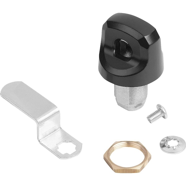 Quarter-Turn Lock With Freewheel, Spindle, H=22, 4, A=24, 8, Zinc Galvanized And Passivated, Comp:Zinc